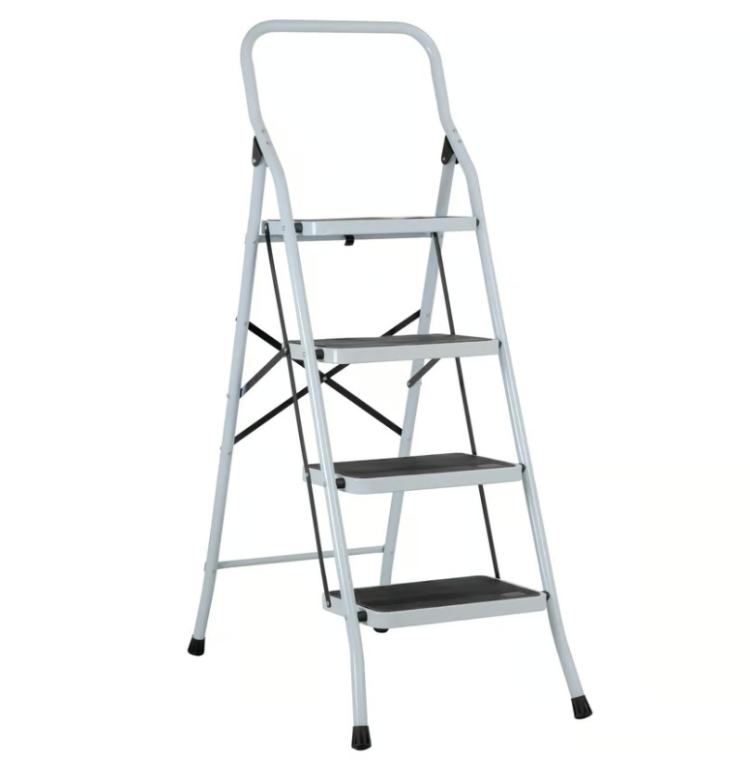 Escalera Tubular Plegable De 4 Peldaños Antideslizantes
